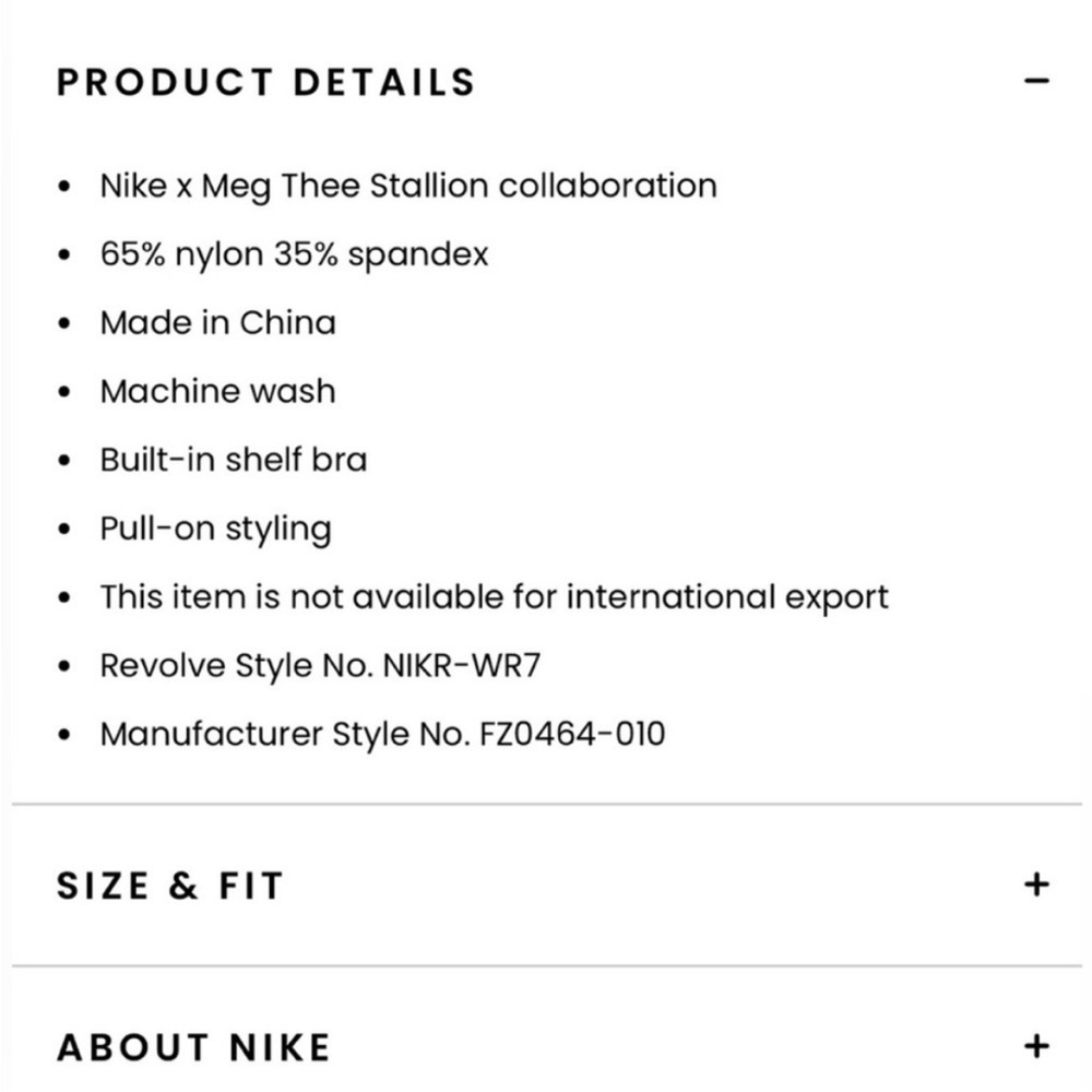 🔥 Nike x Megan Thee Stallion Bodysuit Jumpsuit | XS SOLD OUT Online & in Stores - Picture 13 of 16